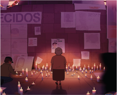 Ilustración: memorial con velas